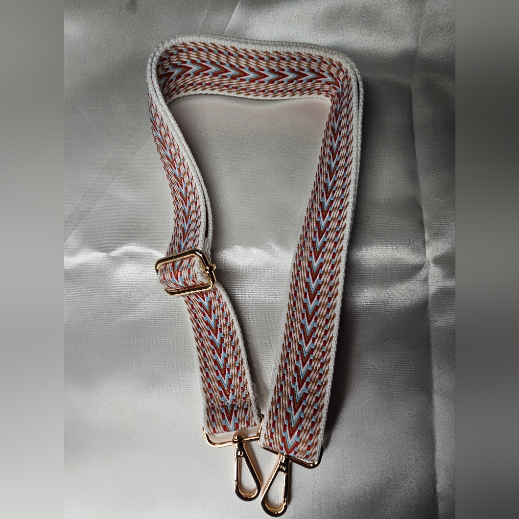 New Woven Multicolor Bag Strap With Gold Hardware